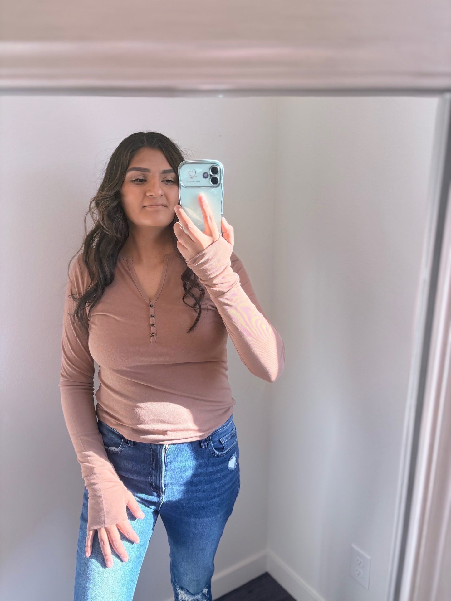 Rose Henley Top